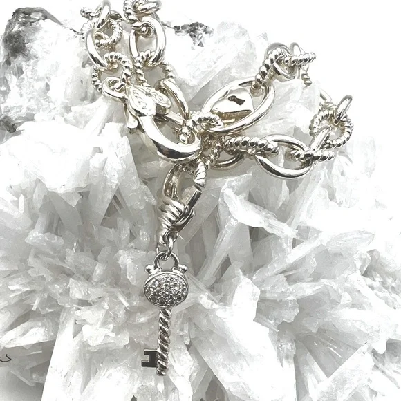 Judith Ripka Sterling Silver “Key to my Heart” Necklace 18” with Key Charm